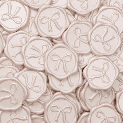UNIQOOO 3D Bow Wax Seal Stickers - 50 Pcs Elegant Self-Adhesive Champagne Seals, for Wedding Invitations, Gift Wrapping Decals,Envelopes, Christmas & Party Decor, Greeting Cards