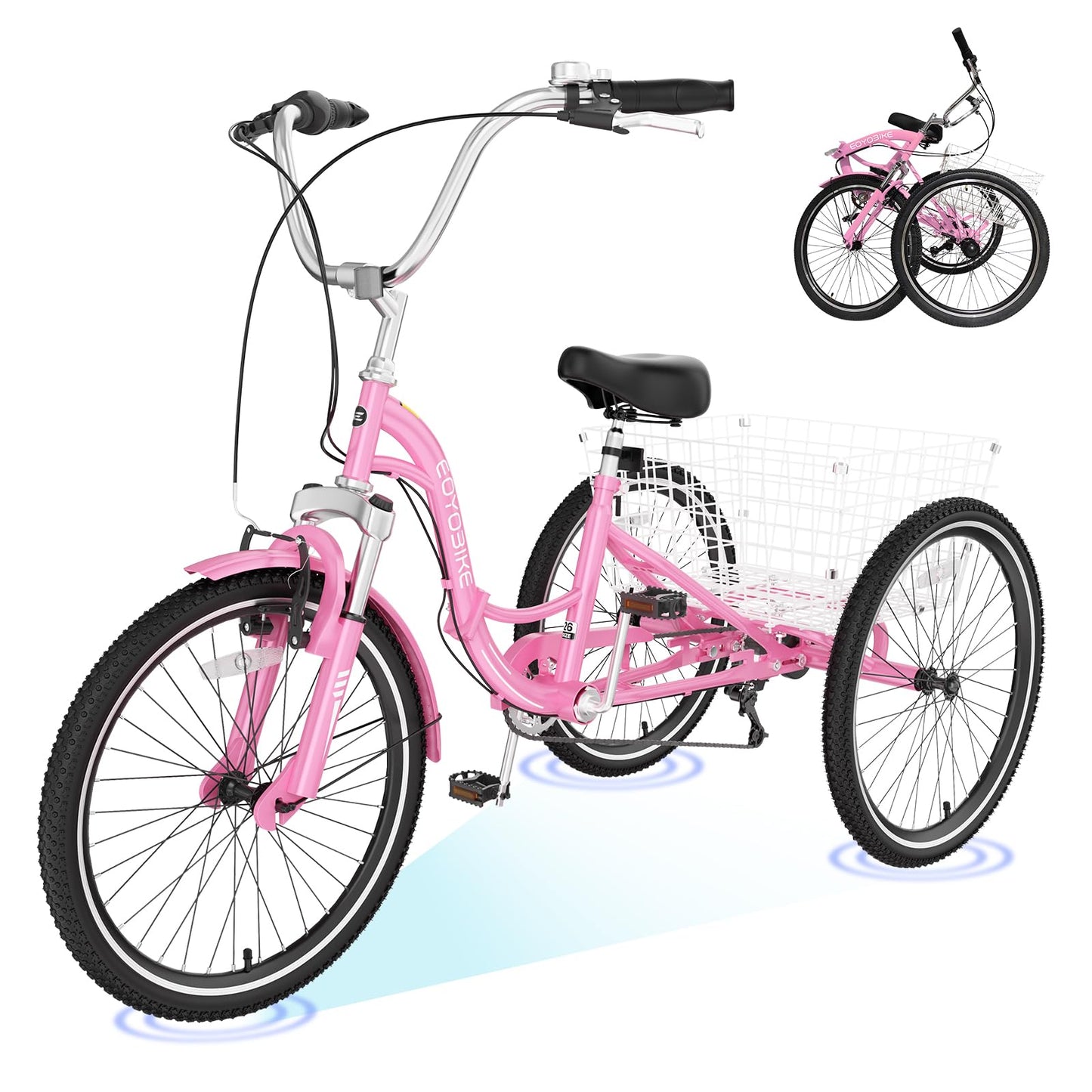 ABORON Adults Tricycle, 3 Wheels Bike for Adult, Tricycle for Adults, Double-Wall Wheel Rims, for Women Men Exercise Outdoor Sports