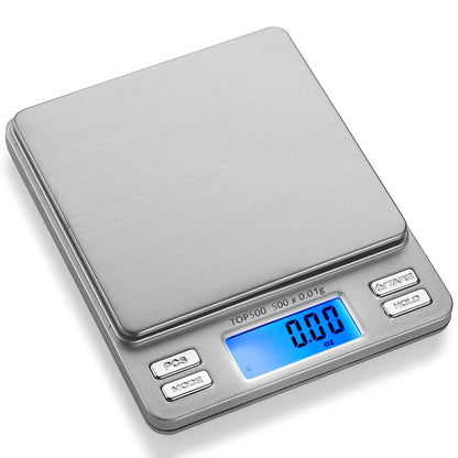Smart Weigh Digital Pro Pocket Scale 500g x 0.01g – 6 Units: g, oz, gn, ozt, DWT, ct – High Precision for Kitchen, Herbs & Jewelry – Includes Hold/Counting, 2 Trays & Batteries