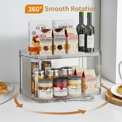 2-Tier Lazy Susan Turntable Organizer for Cabinet/Countertop/Pantry/Bathroom/Coffee Bar, 12.8''Lazy Susan 360°Rotating Storage, Max Weight The Top Holds Up to 26lb (2Pack)
