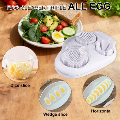 Velicber 3 in 1 Egg Slicer For Hard Boiled Eggs, 3 Slice Modes Egg Slicer with Stainless Steel Wire Egg Cutter Heavy Duty for Hard Boiled Eggs, Strawberry, Grape, Kitchen Dicer Tool