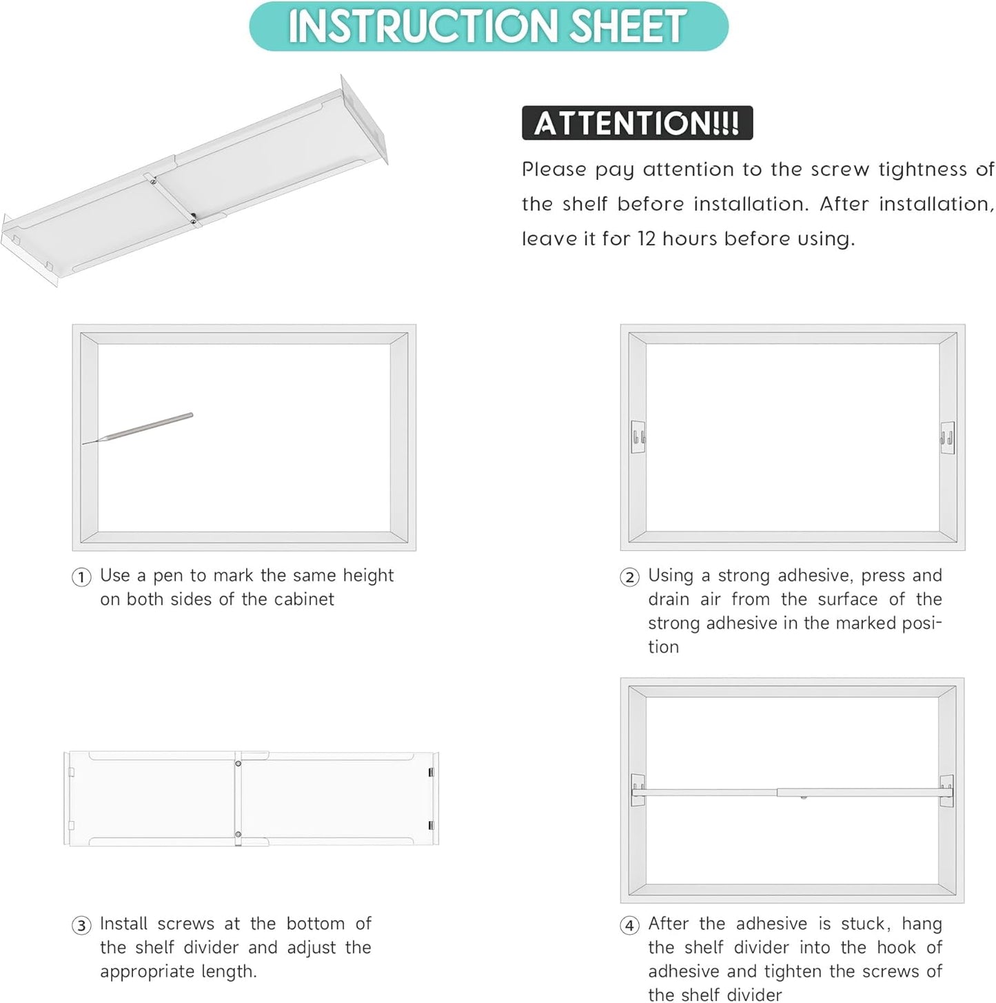 Expandable Closet Tension Shelves Organizers, Heavy-Duty Metal Adjustable Locker Shelf for Wardrobe, Pantry, Kitchen