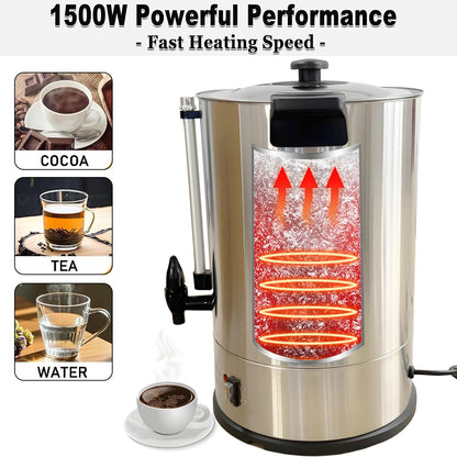 CTJ Commercial Coffee Urn 100-Cup Percolate Coffee Maker Stainless Steel Hot Water Urns 15L/4 Gallon Large Capacity Hot Beverage Dispenser with Removable Filter for Coffee, Tea, Water