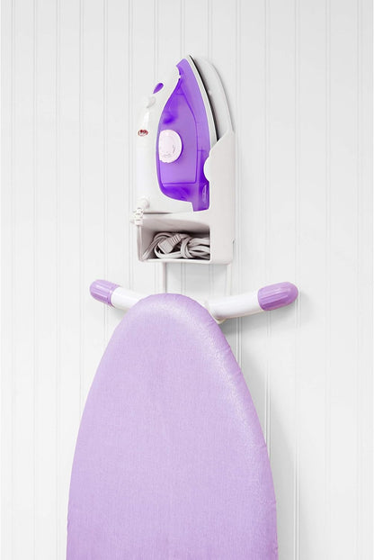 Woolite Wall Mount Iron and Ironing Board Organizer, Laundry Room Storage, Fits Most Irons, Easy Assembly, White