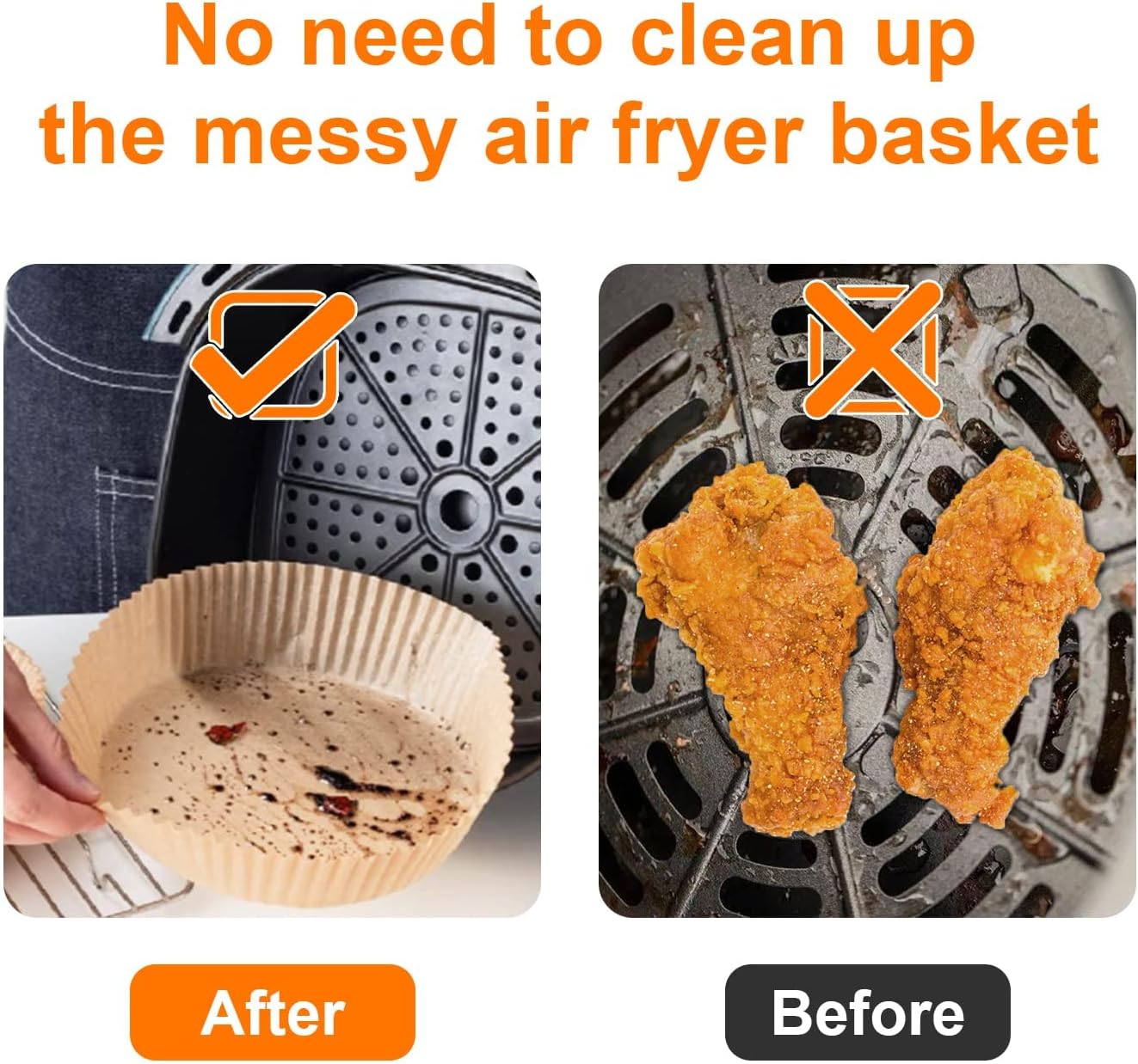 SIUDANGKA Mini Air Fryer Liners - 100 Pcs Non-Stick Parchment Paper Pads for 2QT Fryers | Compatible with Ninja, COSORI, Instant Vortex, CHEFMAN