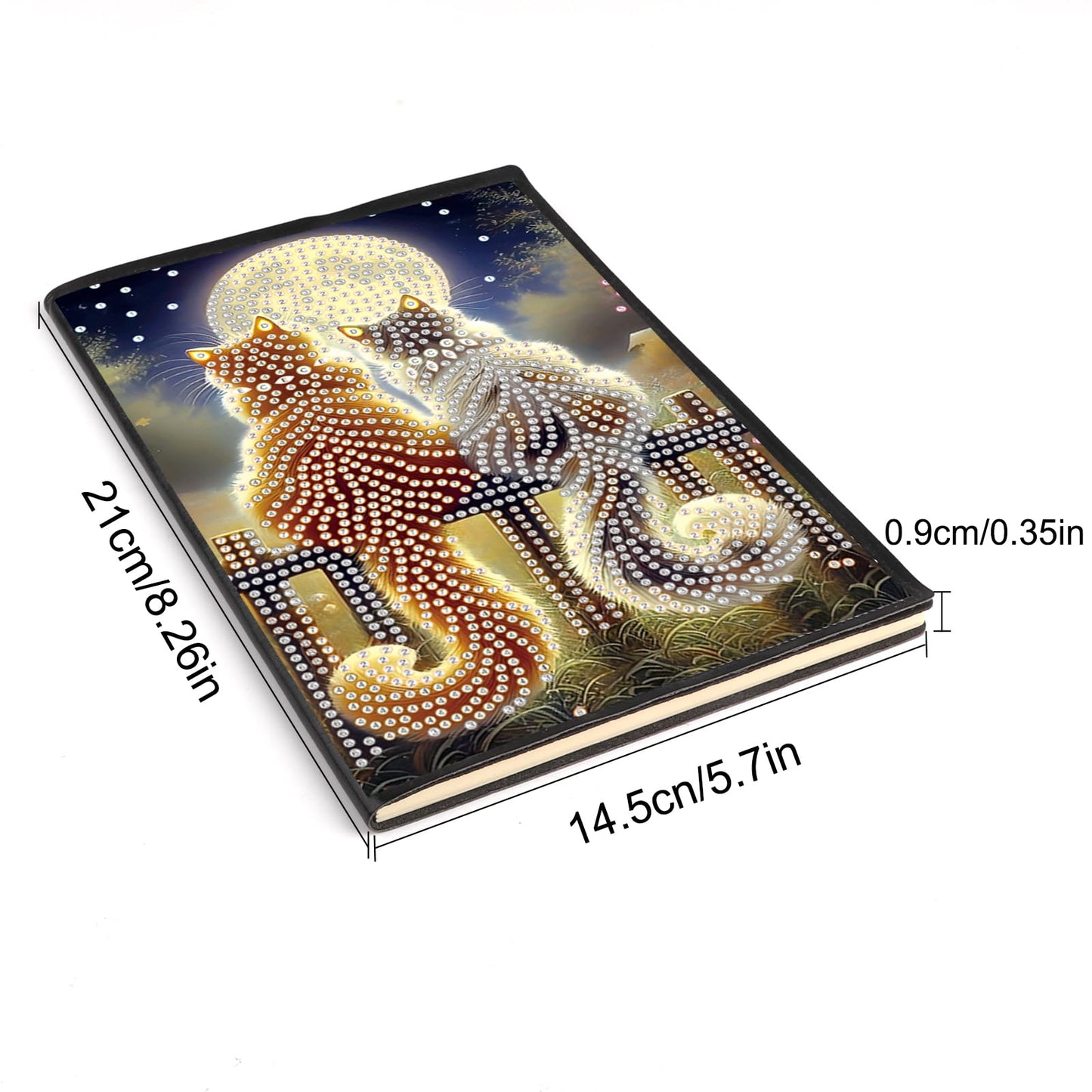 JISHSHAY 2 PCS Diamond Art Notebook Journal Diamond Painting Note Book Gem Art Sketchbook Gem Painting A5 Notebook Mosaic Kits for Adults Diary with Special Shaped 14.5×21cm/5.7×8.26in Cat