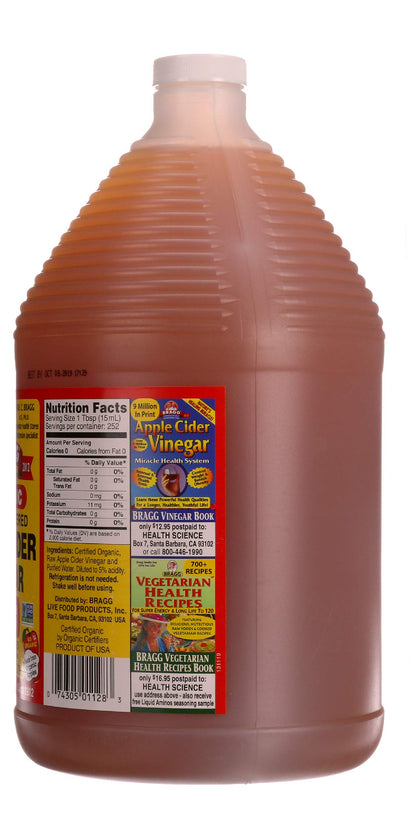 Bragg Organic Apple Cider Vinegar, Raw, Unfiltered, With The Mother, 128 oz