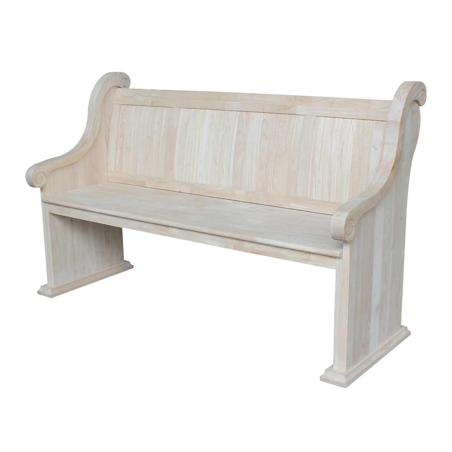 IC International Concepts, Sanctuary Bench, Solid Real Wood, Sturdy Parawood, Entryway/Dining/Living, Spacious Dimensions 58" W x 17.7" D x 18" H, 450 LBS Capacity, Paint/Stain Ready, Unfinished