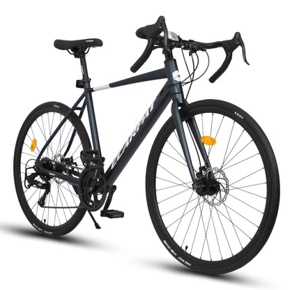 ItWorths 700c x 28c Road Bike with Drop Bar, 16 Speed Road Bicycle, Lightweight Aluminum Frame, Racing Bike with Dual Disc Brake for Men Women, Ideal for High-Intensity Riding, Blue