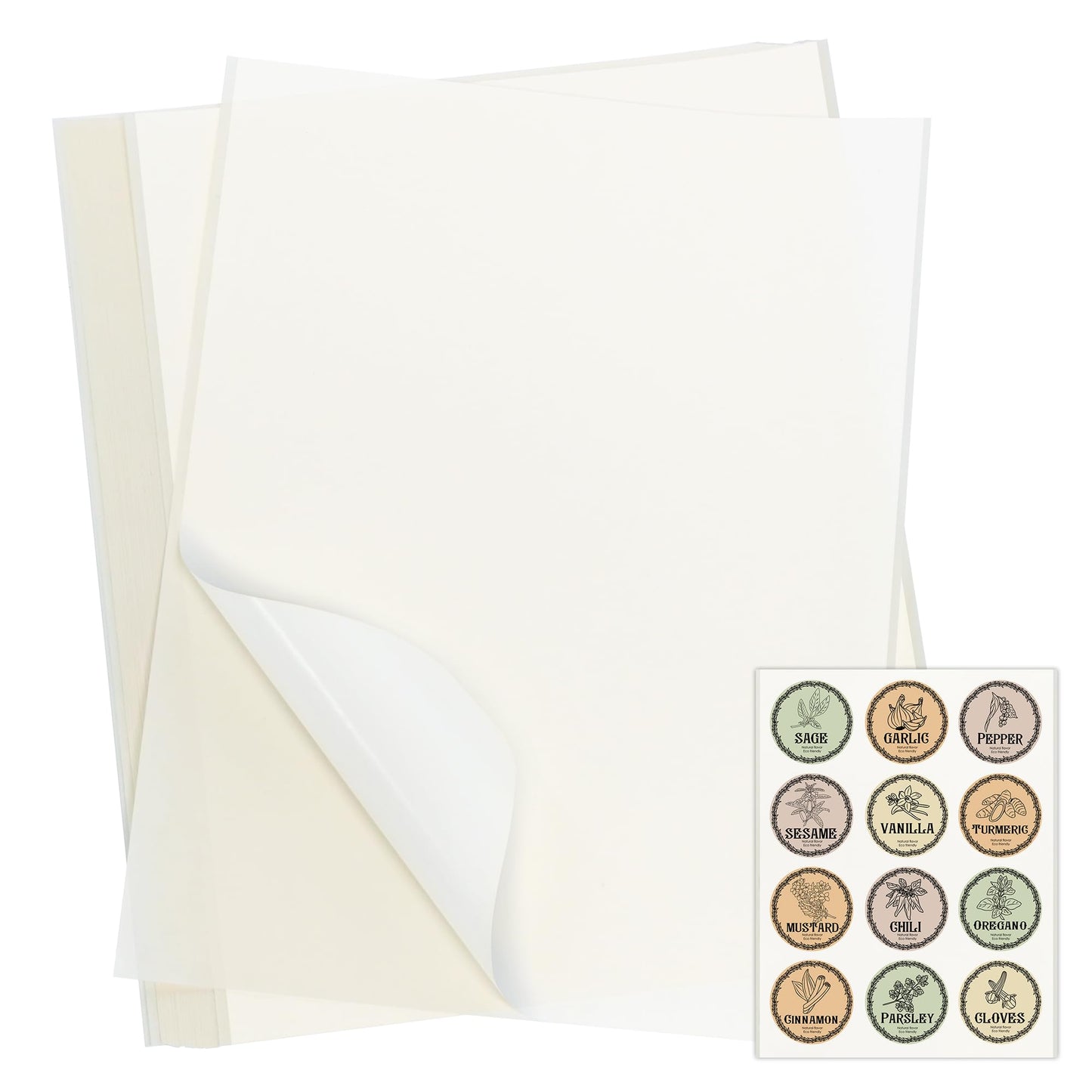 L LIKED Dissolvable Food Labels - 25 Custom Stickers, 8.5" x 11" Printable Labels for Inkjet Printers, 25 Sheets