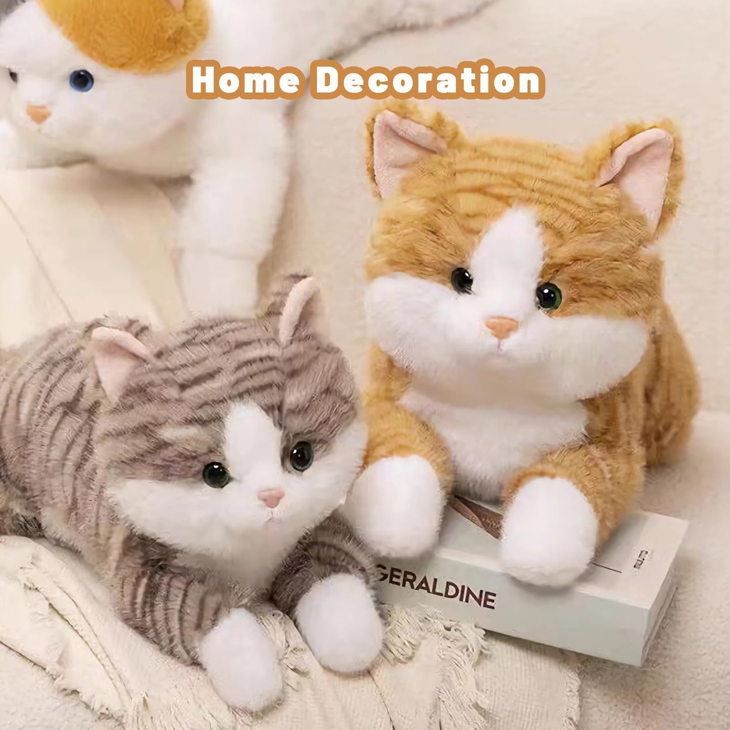 Leahaoe Weighted Stuffed Cat 19" 2Lbs, Realistic Cat Stuffed Animal for Kids and Adutls, Soft Orange Weighted Plush Animal Pillow Toy