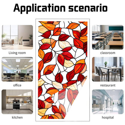 Fluorescent Light Covers for Ceiling Lights-Magnetic,2pcs,Geometric & Stained Glass Designs for Ceiling Lights 2ft x 4ft-For Classroom, Office，Home (Stained Glass Leaves, 48"L x 24"W-2pcs)