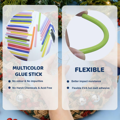All Temperature Colorful Hot Glue Sticks, 0.27×3.94 Inch 100-Count Clear Strong Bond for High & Low Temp Glue Guns, Crafts DIY, Wood, Fabric, Metal, Plastic, Ceramics