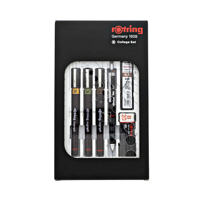 rOtring Isograph Technical Drawing Pen College Set, (0.20, 0.30, 0.50 mm), Includes Pens, Pencil, Eraser, and More - Designed for Precision