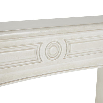 Deco 79 Wooden Fireplace Mantle Freestanding with Leaf Accents, 47" x 9" x 43", White