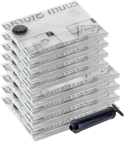 Vacuum Storage Bags, 4 Jumbo, 4 Large, Space Saver Bags with Travel Hand Pump for Clothes, Bedding, Pillows, Comforters