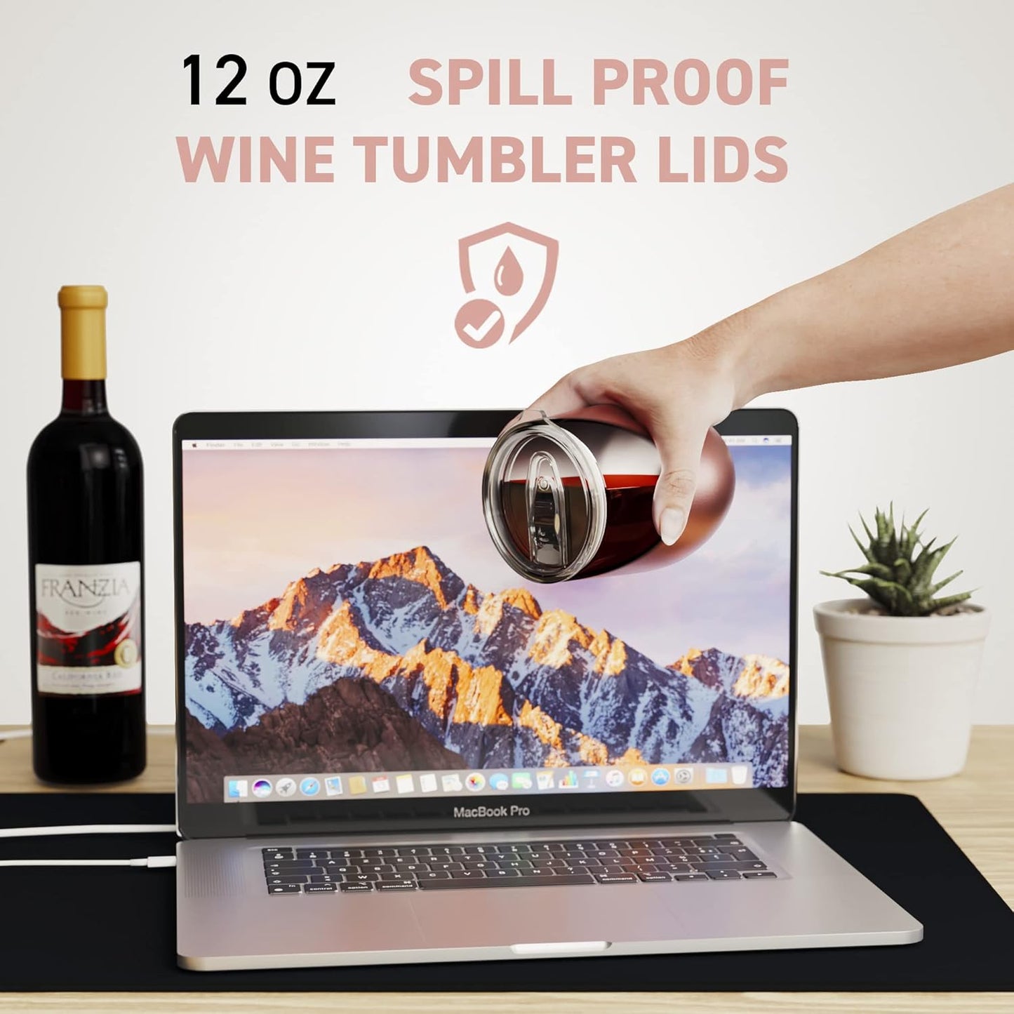 3 Pack of 12 oz Wine Tumbler Lids, Spill Proof 2.9 inch Diameter Replacement Silicone Covers for Wine Mugs