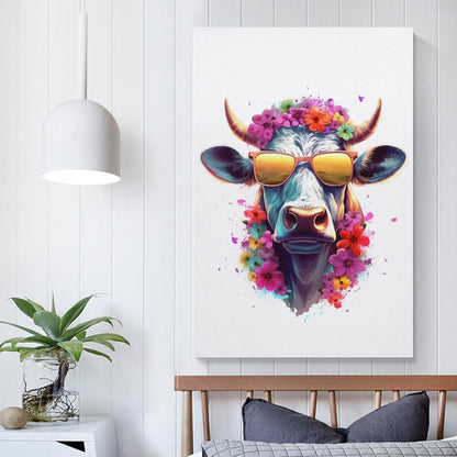 HHGaoArt Highland Cow Poster, Canvas Wall Art Animal Picture for Nursery and Kitchen Room (16x24inch-Unframed)