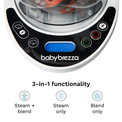 Baby Brezza One Step Baby Food Maker Deluxe – Auto shut Off, Dishwasher Safe Cooker and Blender to Steam + Puree Organic Food for Infants + Toddlers - Set of 3 Pouches + 3 Funnels