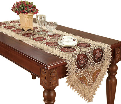 16 72 Inch Simhomsen Embroidered Vintage Floral Lace Burgundy Table Runner