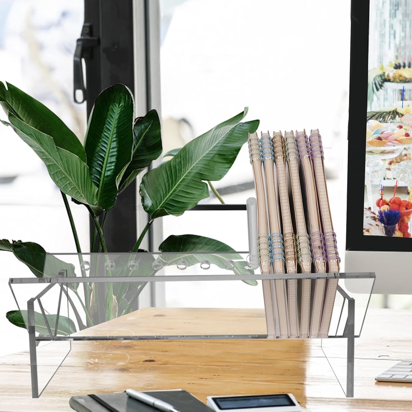 Acrylic Desktop Bookshelf, Clear Mini Bookcase for Magazines, CDs, Storage Organizer for Office Home