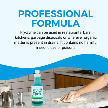 Fly-Zyme, Highly Concentrated Enzyme Drain Cleaner for Pipes, Drain Gel for Fruit Flies, Organic Waste Degrader & Odor Neutralizer, 32 fl oz