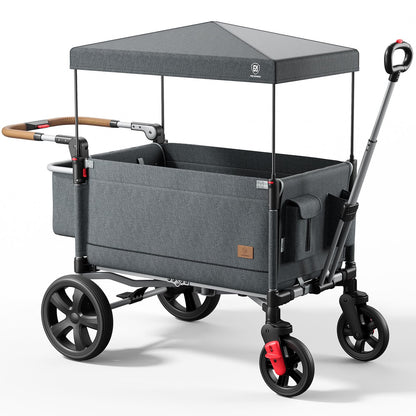 EVER ADVANCED Side-Unzip Stroller Wagon for 2 Kids - 2-in-1 Bench Mode & All-Terrain Push-Pull Wagon - Spica Cast & Special Needs Friendly - JPMA Certified, UV Canopy, Foldable for Zoo, Beach & Travel