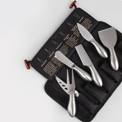 6-Piece Cheese Knife Set, Premium Stainless Steel Cheese Knives for Charcuterie Board for Cutting Hard Medium Soft Cheese, Mini Metal Cheese Cutter Knife Butter Knife with Storage Bag Gift Set