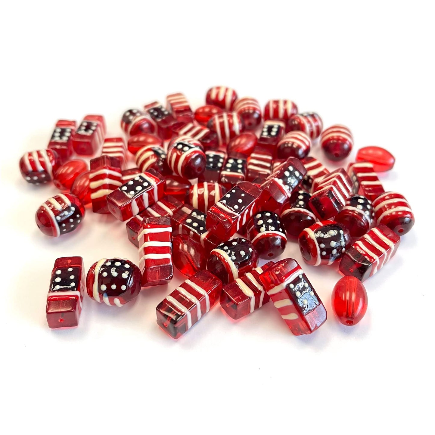 Linpeng Glass Beads Bulk for Bracelet Making, DIY Jewelry Supplies, Holiday Festival Beads Assorted, Gift for Beader, 40 pcs (Americana)