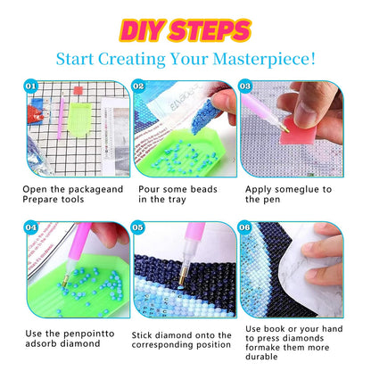 DDGEMART 5D Yellow Rose Diamond Painting Kit - Full Drill Round Beads DIY Floral Diamond Art Canvas for Adults, Elegant Flower Wall Decor 28x16 Inch