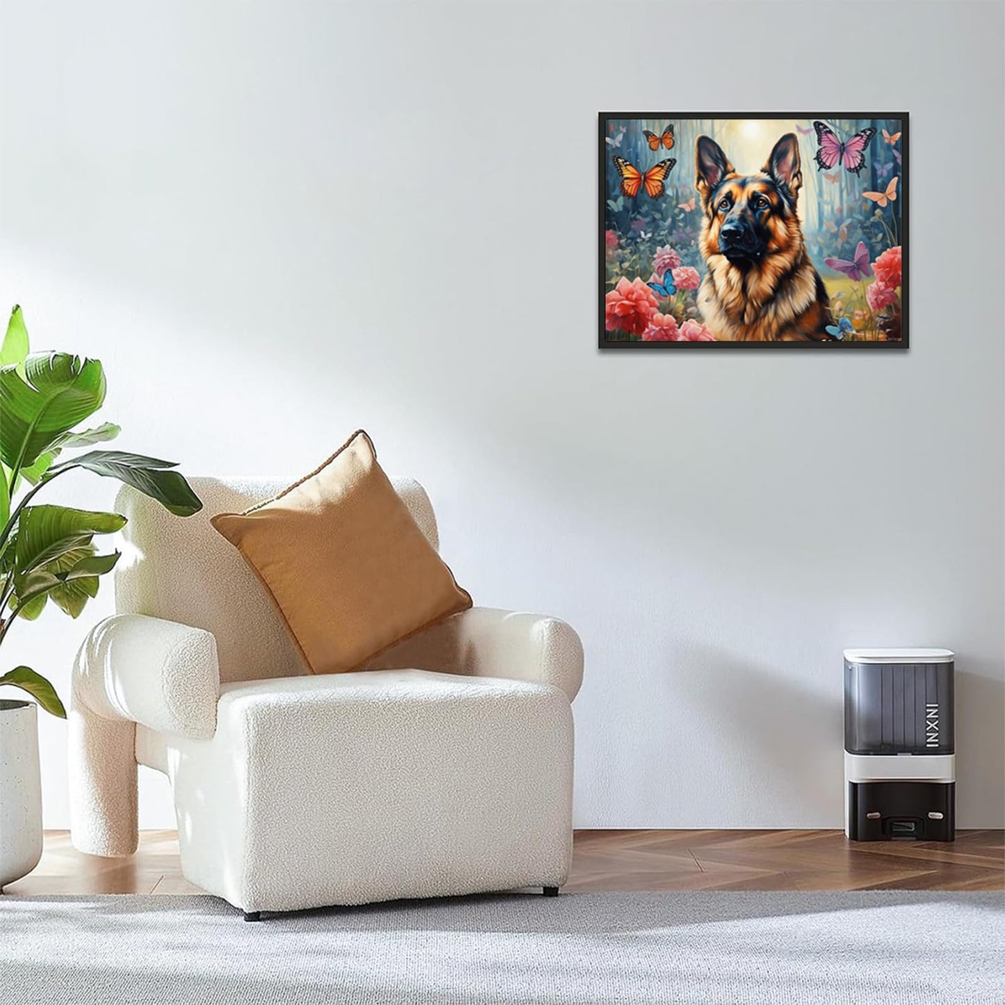 5D DIY Diamond Painting Round Diamond Embroidery Cross Stitch Paintings by Number Embroidery Home Decor Gift German Shepherd Butterfly Garden 30x40cm