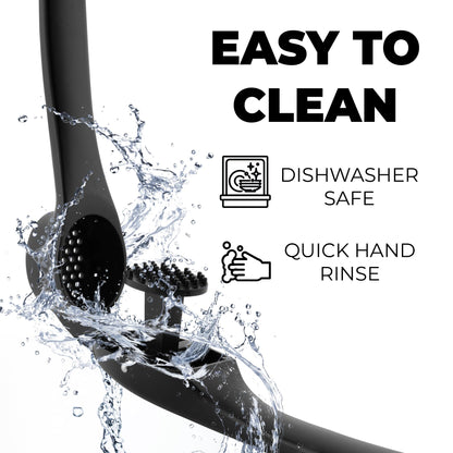 Zulay Kitchen Large Premium Garlic Press Set – Rust Proof & Dishwasher Safe, Bigger Bowl Garlic Mincer Tool with Silicone Garlic Peeler & Brush, Easy Squeeze & Clean, Ergonomic Handle - Black