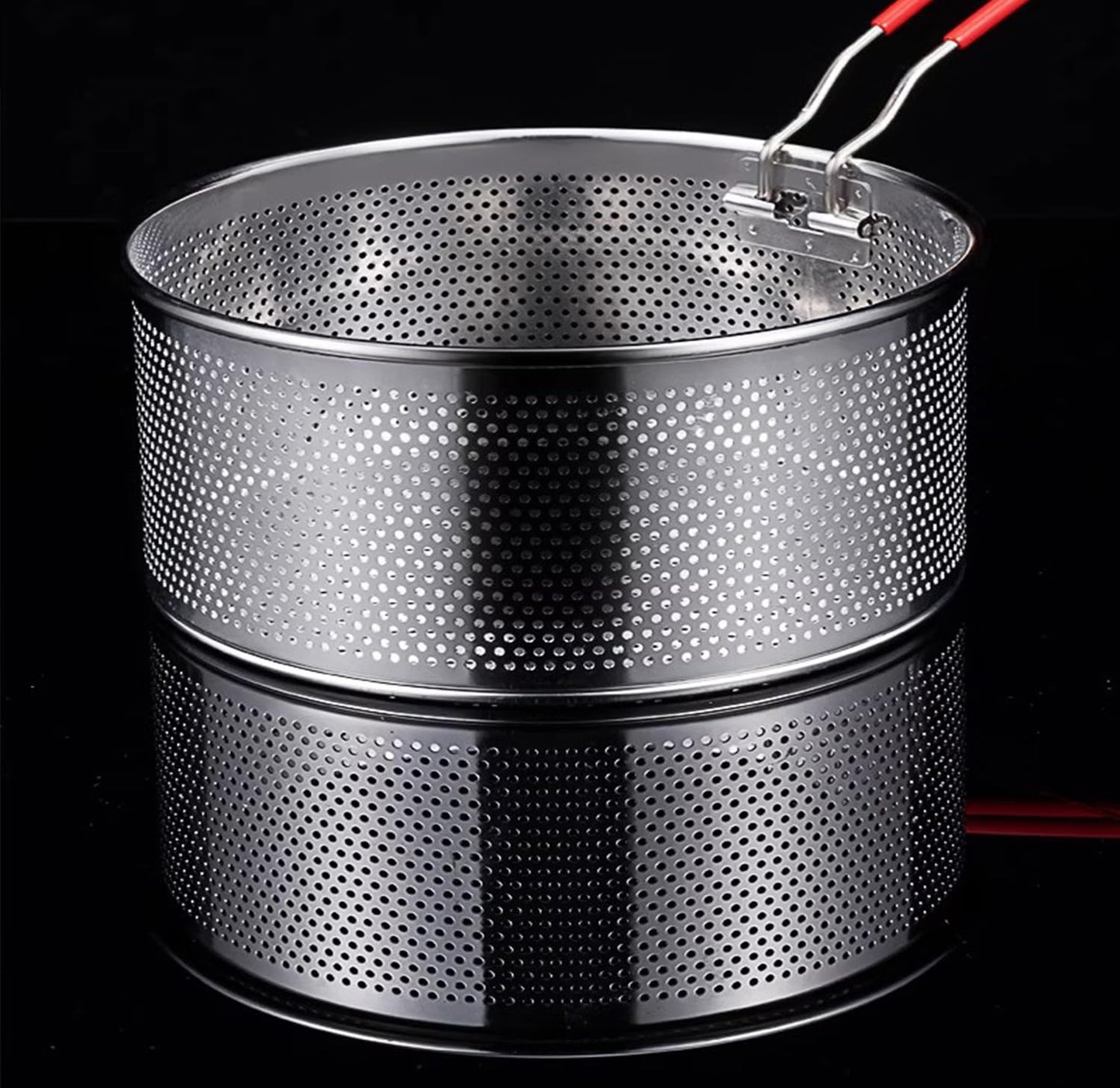 Tenta Kitchen Pasta Strainer Boiling Blanching Colander Vegetable Steamer Basket Stainless Steel Fryer Basket with Removable handle Insert for Veggie Fish Seafood Cooking and heat food 8 inch