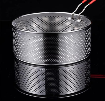 Tenta Kitchen Pasta Strainer Boiling Blanching Colander Vegetable Steamer Basket Stainless Steel Fryer Basket with Removable handle Insert for Veggie Fish Seafood Cooking and heat food 8 inch