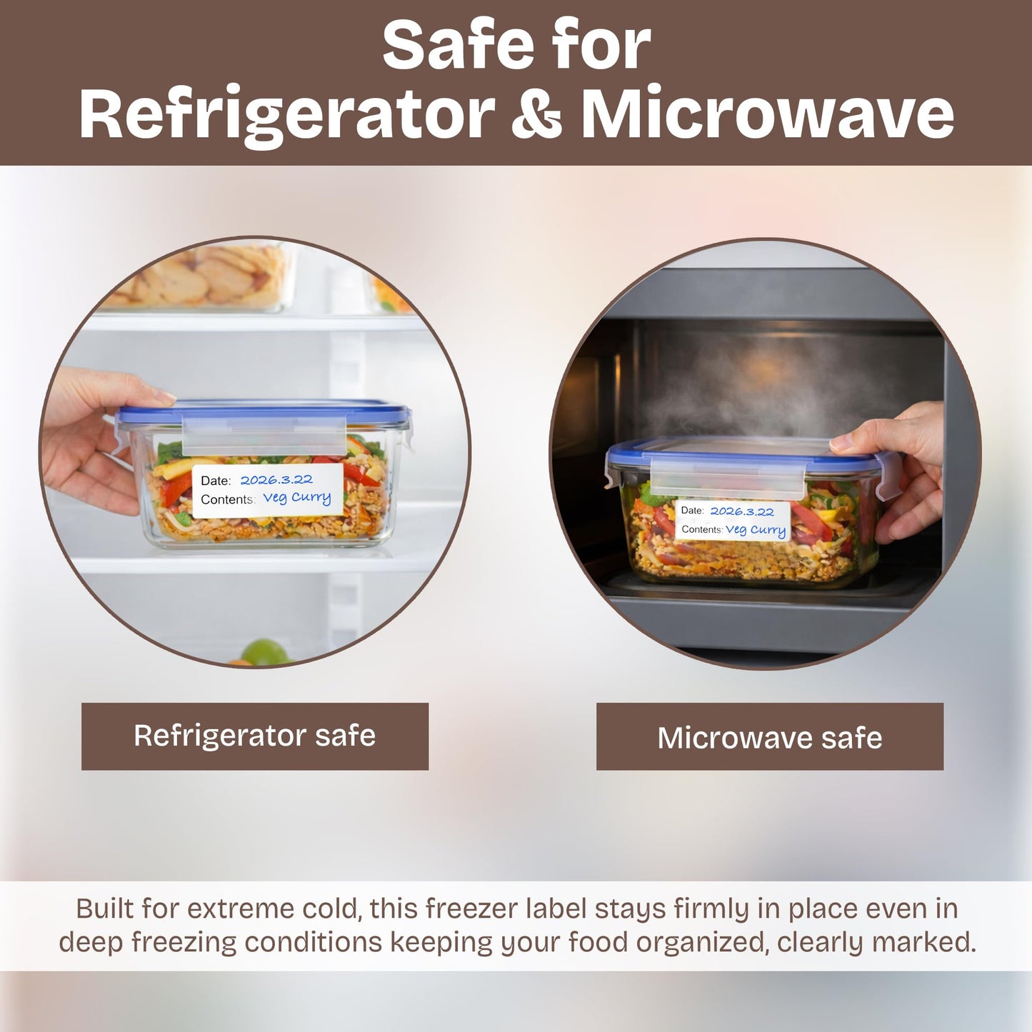 500 Pcs Food Labels, 1 x 3 Inch Removeable Freezer Labels, Water & Oil Resistant, No Residue, Easy Peel Off, Food Storage Labels for Freezer Bags, Jars, Containers & for Meal Prep, Perfect for Kitchen