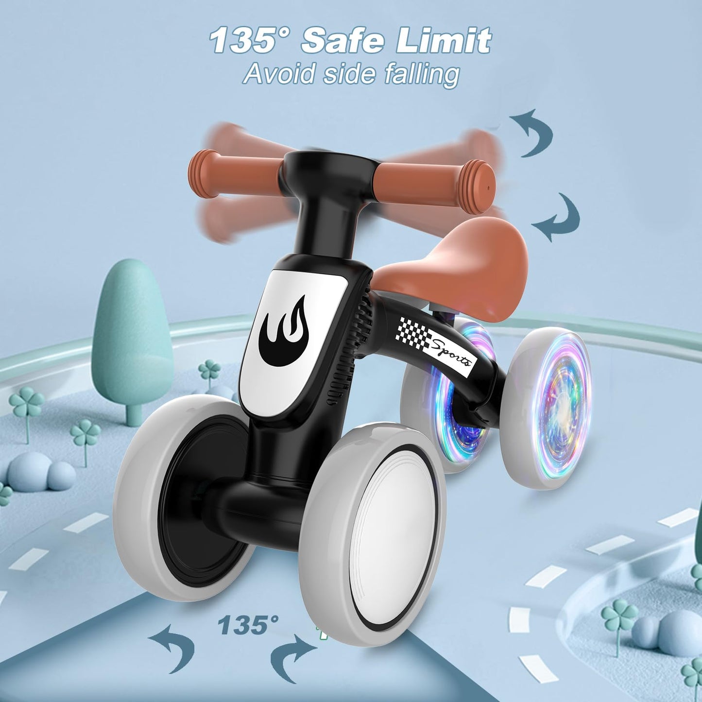 Colorful Lighting Baby Balance Bike Toys for 1 Year Old Boy Gifts, 10-36 Month Toddler Balance Bike, No Pedal 4 Silence Wheels & Soft Seat First Bike, One Year Old Boy Birthday Gift.