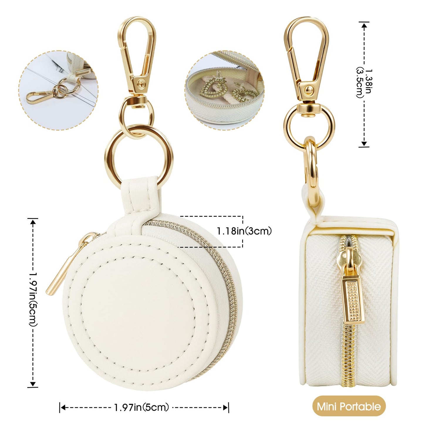 AUUTI Portable Ring Keychain Holder - White Jewelry Holder