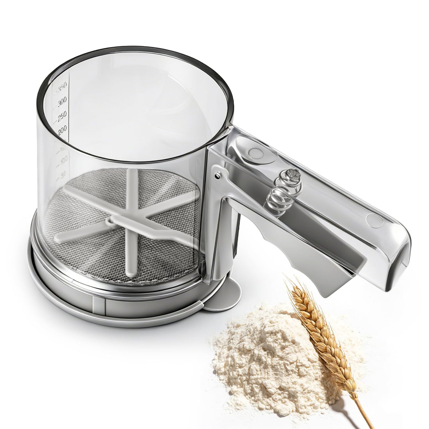 3 Cup Flour Sifter, Sifter for Baking Sifter Handheld Baking Sieve Food-Grade Double-Filter Stainless Steel Flour Sifter Non-Rust Sifter used for Rapid Screening of Flour Apricot Flour Sugar Powder