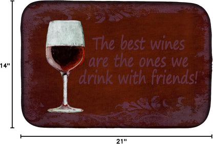 Caroline's Treasures SB3068DDM The Best Wines Are the Ones We Drink with Friends Dish Drying Mat, Absorbent Pad for