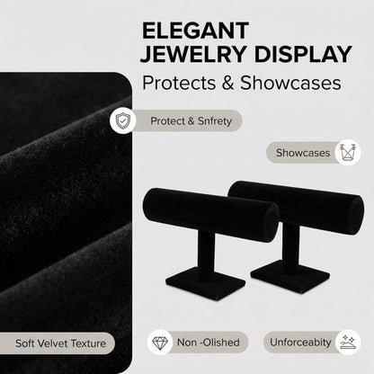 Comelyjewel Bracelet Holder Stand Set of 2, Velvet Jewelry Display for Bracelets, Bangles & Watches, T-Bar Jewelry Organizer for Dresser & Vendor Booth
