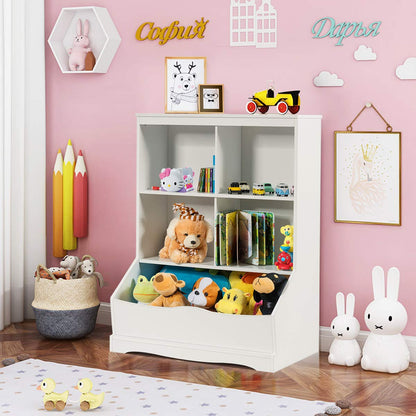 Giantex Storage Cabinet, Cubby Toy Organizer, 3 Shelf 4 Cube Units, Storage Bins Cubbies for Kids' Collections, Kids Bookshelf and Bookcase for Children Playroom Hallway Kindergarten School, White