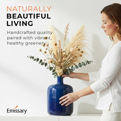 Emissary - Round Jug Vase, Blue 13x18 H