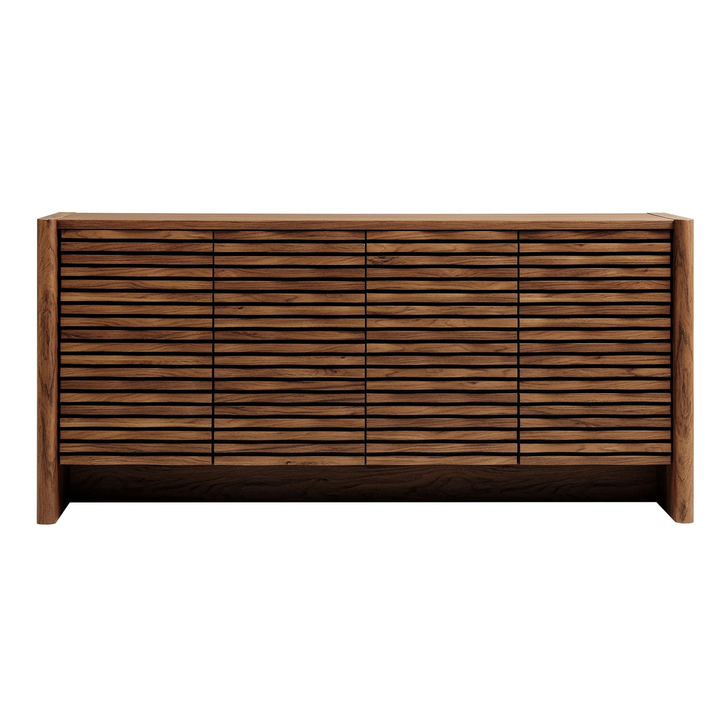 Modway Emric Wave 66-Inch Mid-Century Modern Sideboard Buffet Cabinet in Walnut