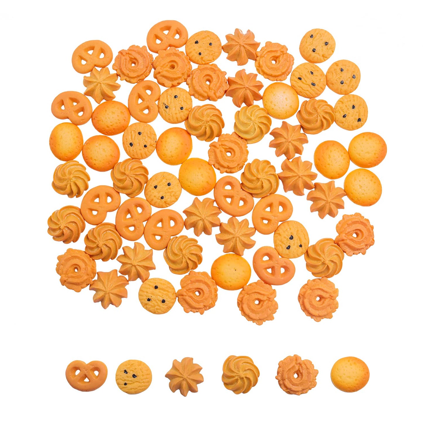 X Hot Popcorn 60Pcs Fake Cookies Mini Fake Cookies Artificial Pastries Food Fake Biscuits Model for DIY Craft Home Kitchen Decor