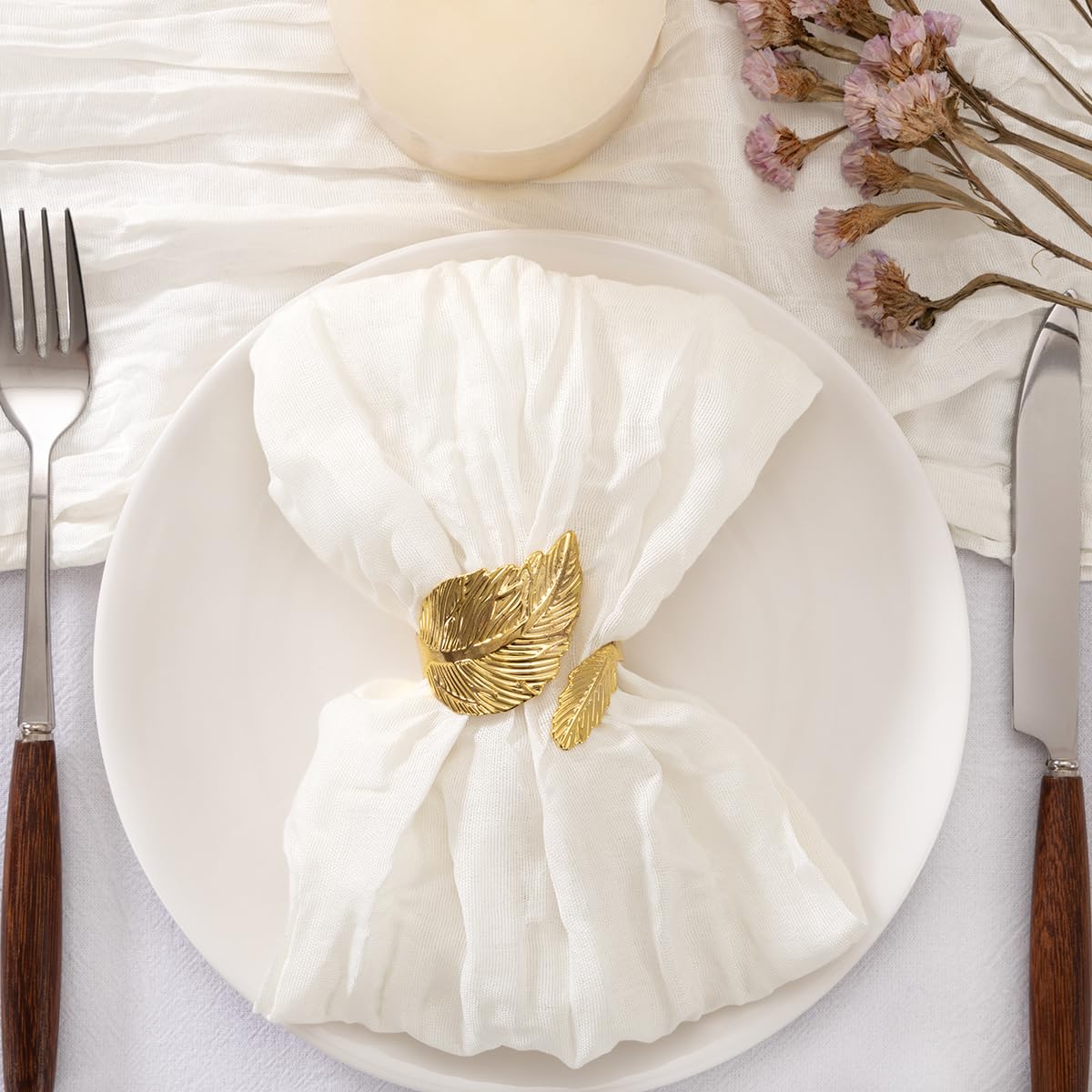 Jimtx 20 Pack Ivory Cheesecloth Napkins Washable White Spring Summer Cloth Napkins Set of 20 Bulk 21x21 Inches for Dinner Wedding Baby Bridal Shower Birthday Party Table Decor