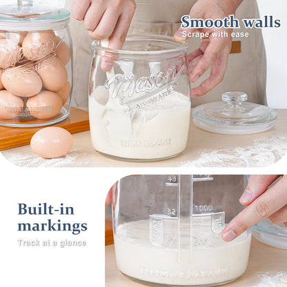 Folinstall Half Gallon Glass Cookie Jar, Food Storage Container, Wide Mouth Glass Storage Jar with Lid, 64 oz, Sourdough Starter, and Laundry Room Storage & Pantry