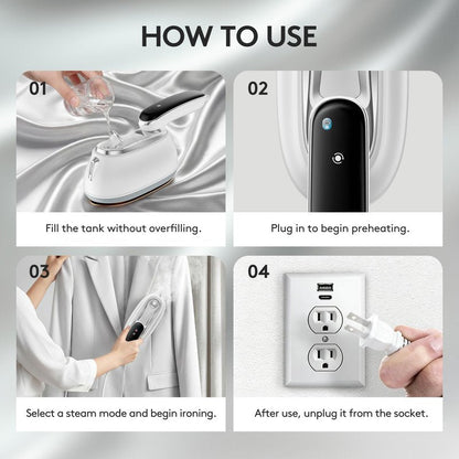 Kenbiref Travel Steamer for Clothes – 2026 Upgrade #1! 1300W Power 【160mL Tank & 10s Heat-Up】, 110-240V, 180° Rotating Handle, 6 Modes Ultra-Slim LCD Display – Perfect for Home & World Travel.