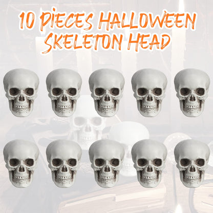 Boao 10 Pieces Halloween Skeleton Head Small Mini Skulls for Halloween Party Decoration Props, Table Decor