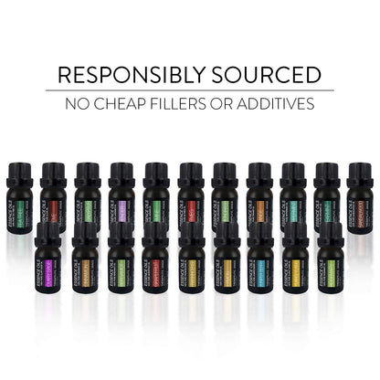 Aromatherapy Essential Oil Diffuser Gift Set with 20 Oils and Rotating Display Stand - 400ml Ultrasonic Diffuser with 20 Essential Plant Oils - 4 Timer & 7 Ambient Light Settings