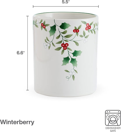 Pfaltzgraff Winterberry Kitchen Utensil Crock Holder, 6 Inch, Multicolored Design for Kitchen Counter